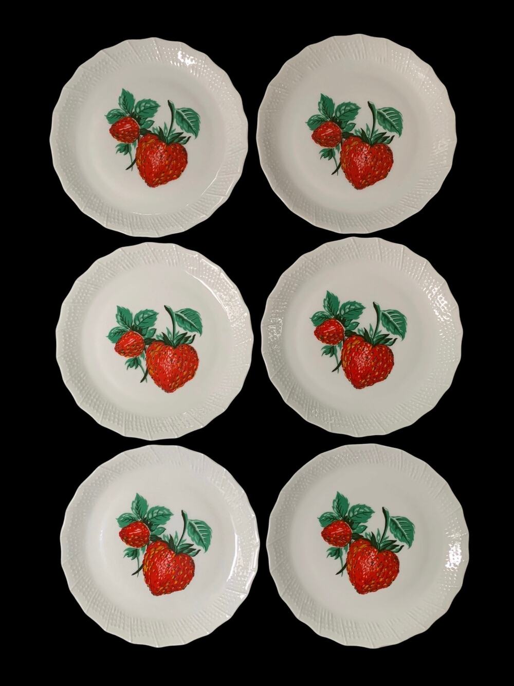 Vintage Limoges France Chastagner Crown C Strawberry Plates Set of 6 Dessert